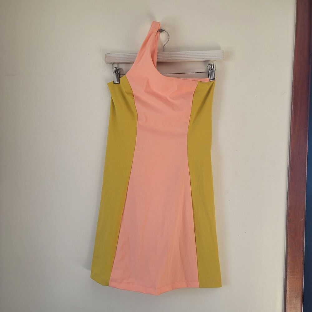 Outdoor Voices One Shoulder Dress Athletic Mini Colorblock Nylon Spandex size S - Picture 2 of 5